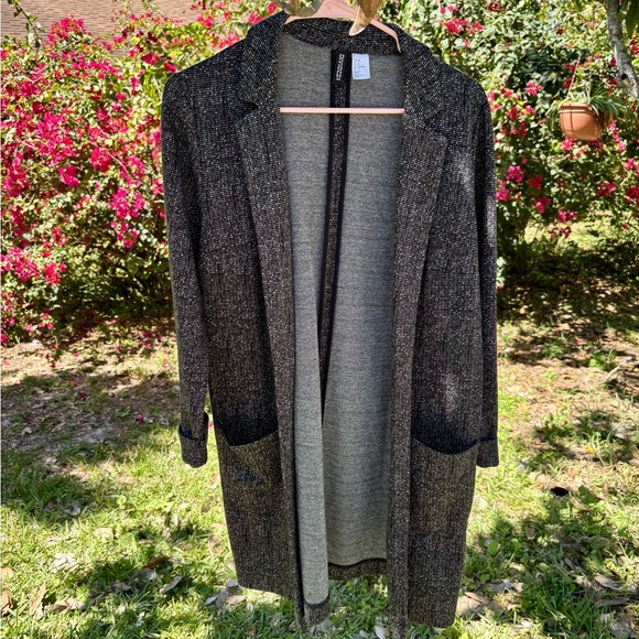 H&M Black and Gray Cardigan with Shawl Collar - Picture 1 of 5